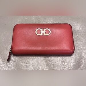 Ferragamo Pink Leather Zip-around Wallet